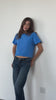 Video of model wearing the Saint Sirene blue girlfriend shirt.